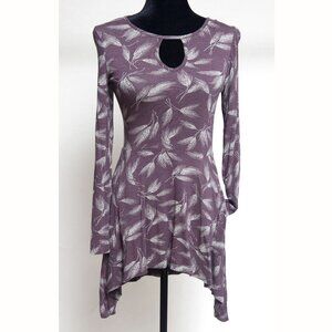 Effie’s Heart Fit And Flare Burgundy Dress/Tunic Wheat Print Super Soft Size S